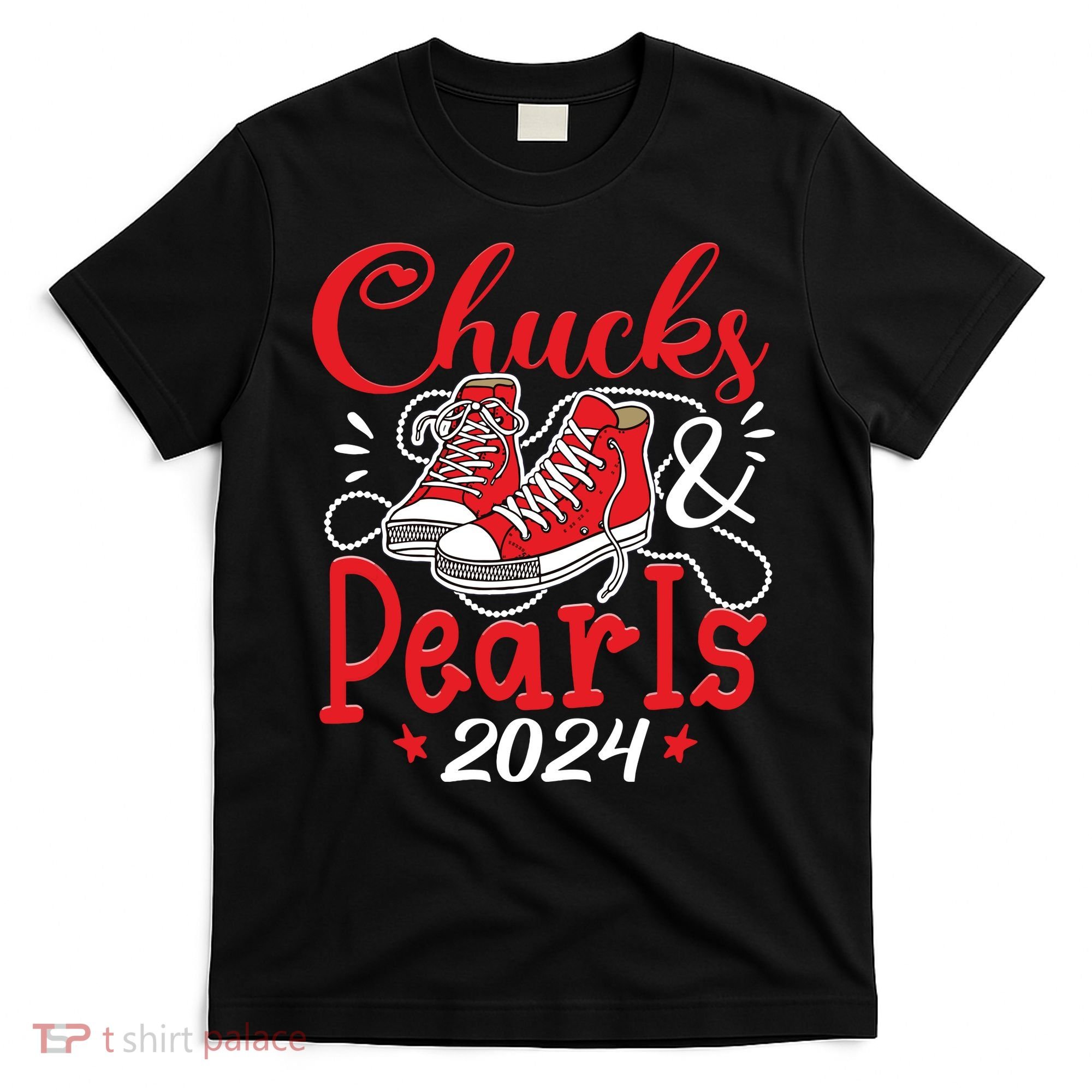 Chucks And Pearls Im With Her Kamala 2024 T-Shirt