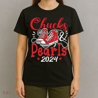 Chucks And Pearls Im With Her Kamala 2024 T-Shirt thumb 4