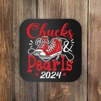 Chucks And Pearls Im With Her Kamala 2024 Coaster thumb 0