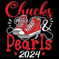 Chucks And Pearls Im With Her Kamala 2024 Women's Hoodie thumb 2