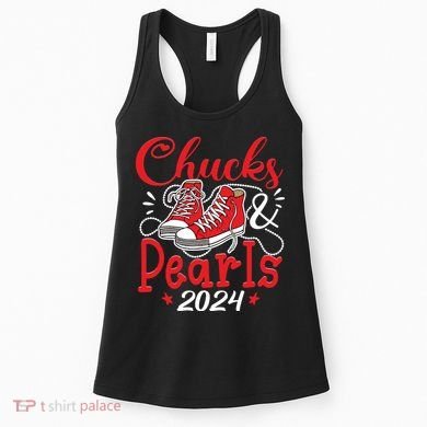 Chucks And Pearls Im With Her Kamala 2024 Women's Tank Top