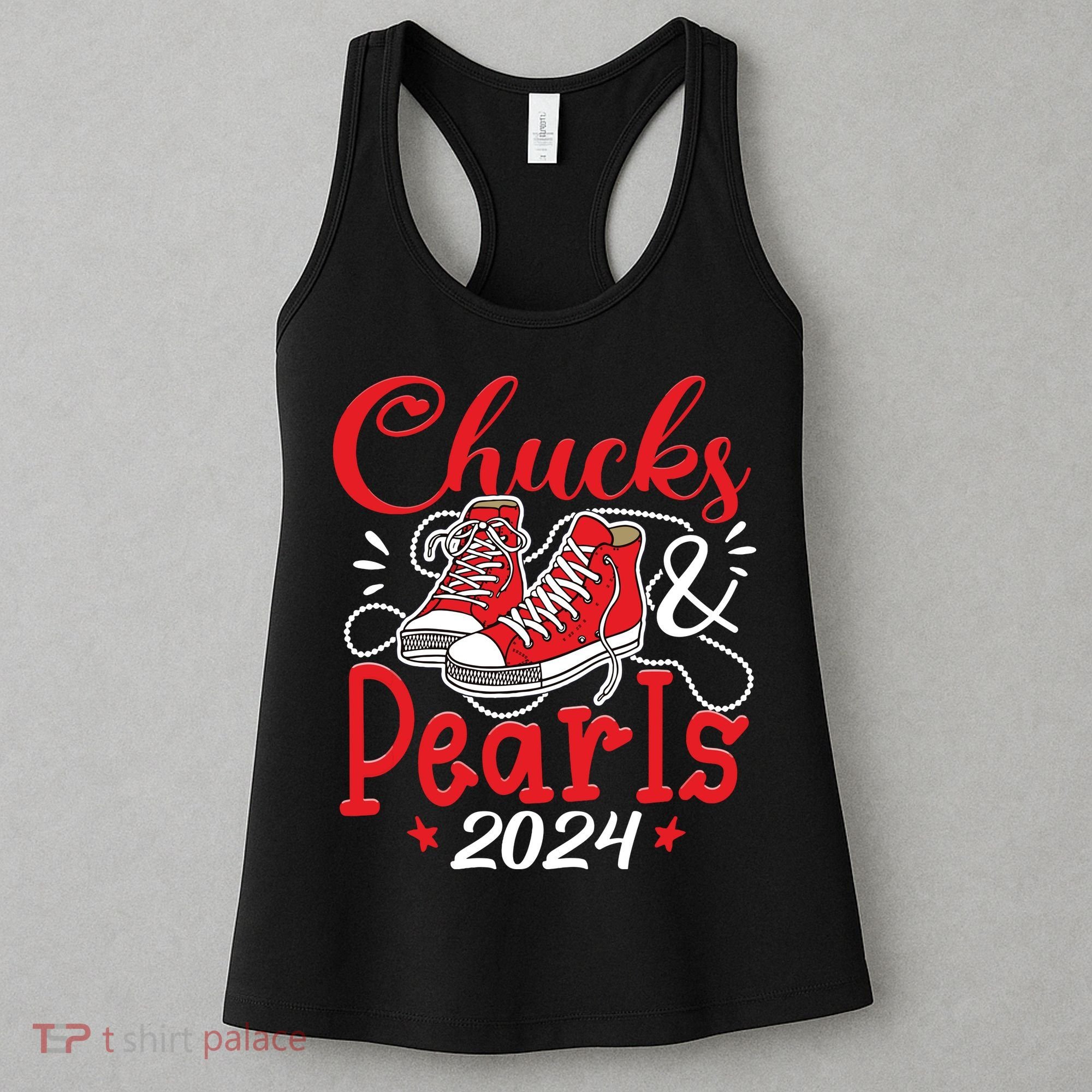 Chucks And Pearls Im With Her Kamala 2024 Women's Tank Top