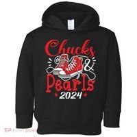 Chucks And Pearls Im With Her Kamala 2024 Toddler Hoodie thumb 0