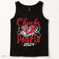 Chucks And Pearls Im With Her Kamala 2024 Tank Top thumb 2
