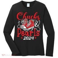 Chucks And Pearls Im With Her Kamala 2024 Women's Long Sleeve Shirt thumb 0