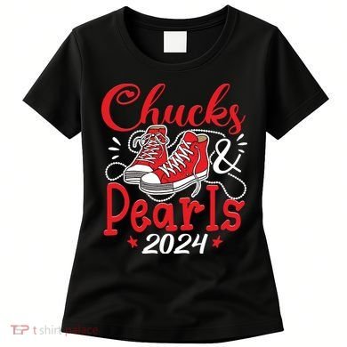 Chucks And Pearls Im With Her Kamala 2024 Women's T-Shirt