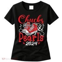 Chucks And Pearls Im With Her Kamala 2024 Women's T-Shirt thumb 0