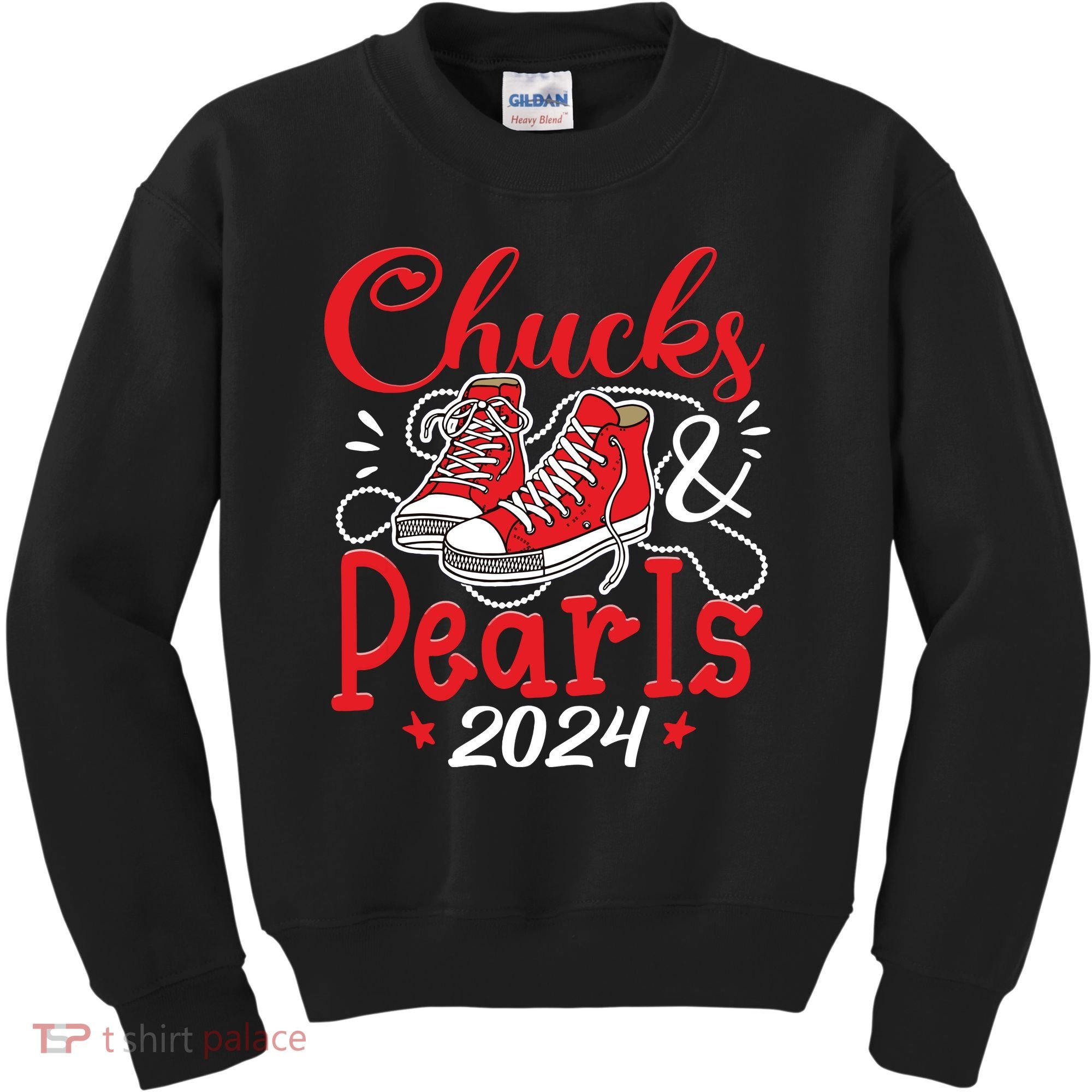 Chucks And Pearls Im With Her Kamala 2024 Kids Sweatshirt