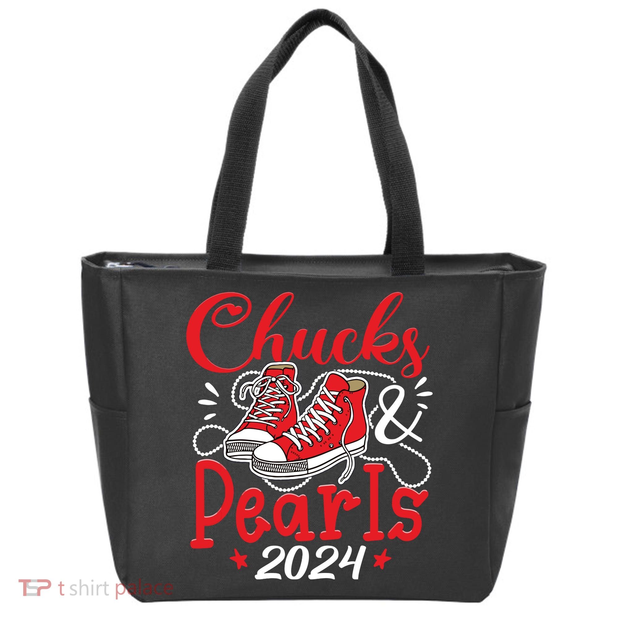 Chucks And Pearls Im With Her Kamala 2024 Tote Bag