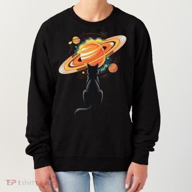 Cat And Planets Cosmic Universe Design Women's Sweatshirt