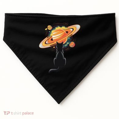 Cat And Planets Cosmic Universe Design USA-Made Doggie Bandana