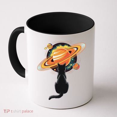 Cat And Planets Cosmic Universe Design Coffee Mug