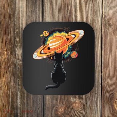 Cat And Planets Cosmic Universe Design Coaster