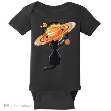 Cat And Planets Cosmic Universe Design Baby Bodysuit