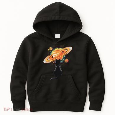Cat And Planets Cosmic Universe Design Kids Hoodie