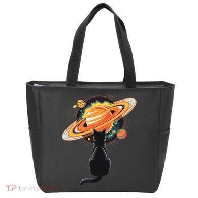 Cat And Planets Cosmic Universe Design Tote Bag