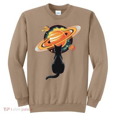 Cat And Planets Cosmic Universe Design Sweatshirt
