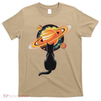Cat And Planets Cosmic Universe Design T-Shirt