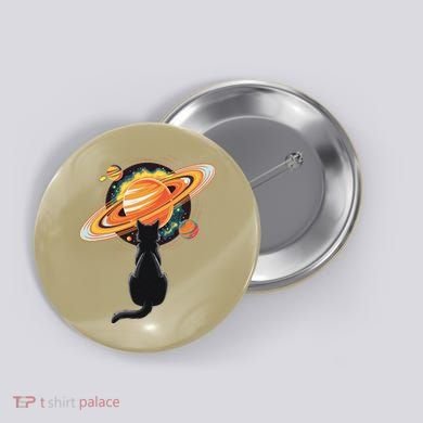 Cat And Planets Cosmic Universe Design Button