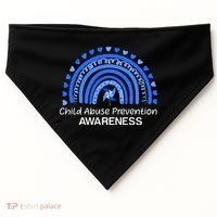 Child Abuse Prevention Awareness Blue Boho Rainbow Pinwheel USA-Made Doggie Bandana thumb 0