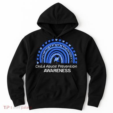 Child Abuse Prevention Awareness Blue Boho Rainbow Pinwheel Hoodie