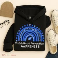 Child Abuse Prevention Awareness Blue Boho Rainbow Pinwheel Hoodie thumb 4