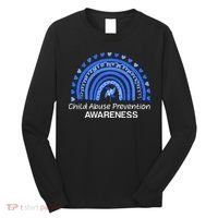 Child Abuse Prevention Awareness Blue Boho Rainbow Pinwheel Long Sleeve Shirt thumb 0