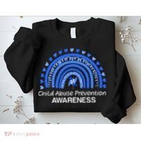 Child Abuse Prevention Awareness Blue Boho Rainbow Pinwheel Sweatshirt thumb 2