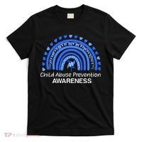 Child Abuse Prevention Awareness Blue Boho Rainbow Pinwheel T-Shirt thumb 0