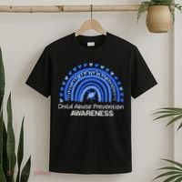 Child Abuse Prevention Awareness Blue Boho Rainbow Pinwheel T-Shirt thumb 2