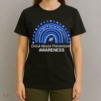Child Abuse Prevention Awareness Blue Boho Rainbow Pinwheel T-Shirt thumb 4