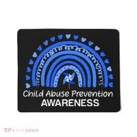 Child Abuse Prevention Awareness Blue Boho Rainbow Pinwheel Mousepad thumb 0