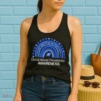 Child Abuse Prevention Awareness Blue Boho Rainbow Pinwheel Women's Tank Top thumb 2