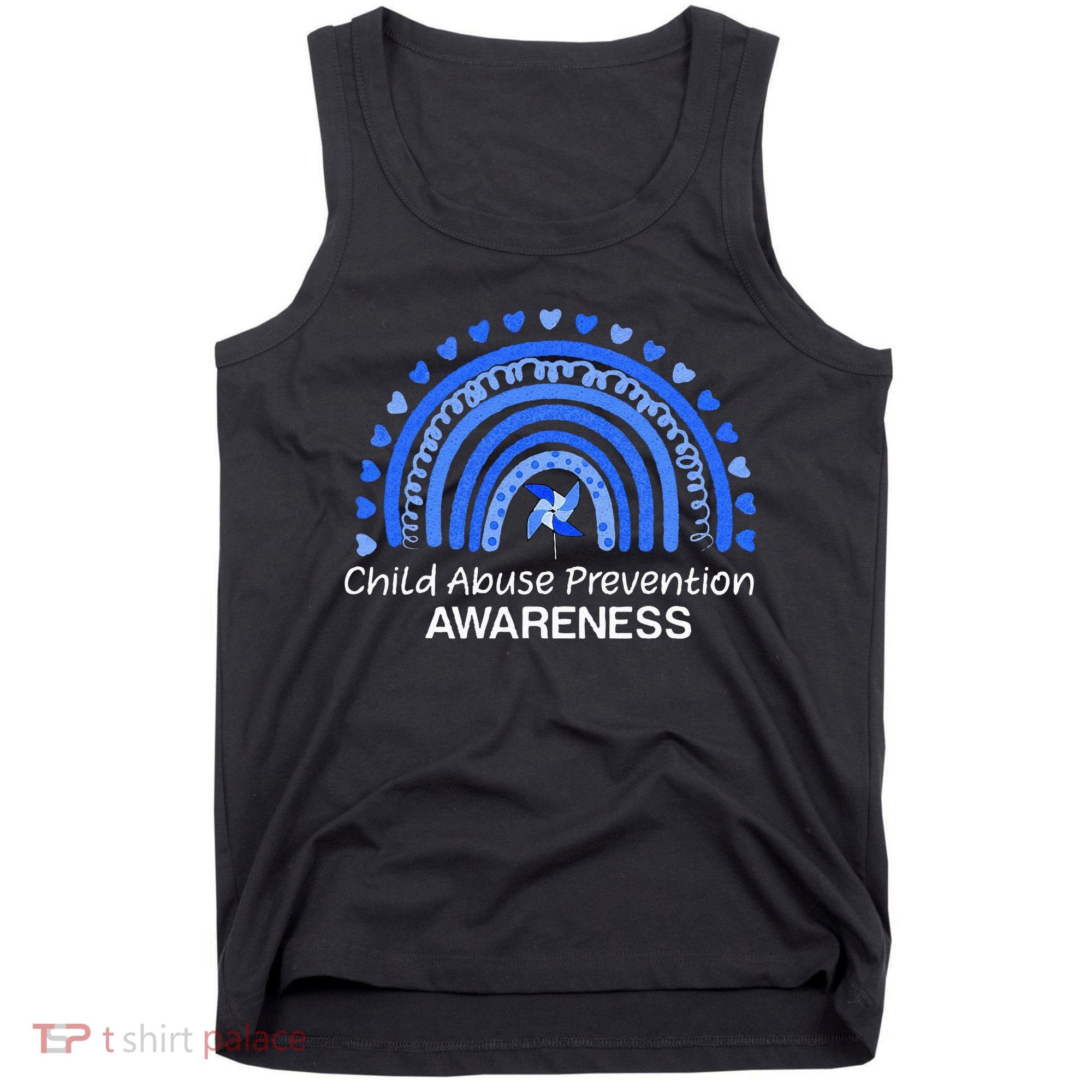 Child Abuse Prevention Awareness Blue Boho Rainbow Pinwheel Tank Top