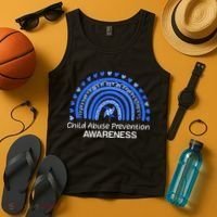 Child Abuse Prevention Awareness Blue Boho Rainbow Pinwheel Tank Top thumb 4