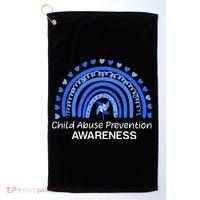Child Abuse Prevention Awareness Blue Boho Rainbow Pinwheel Golf Towel thumb 0