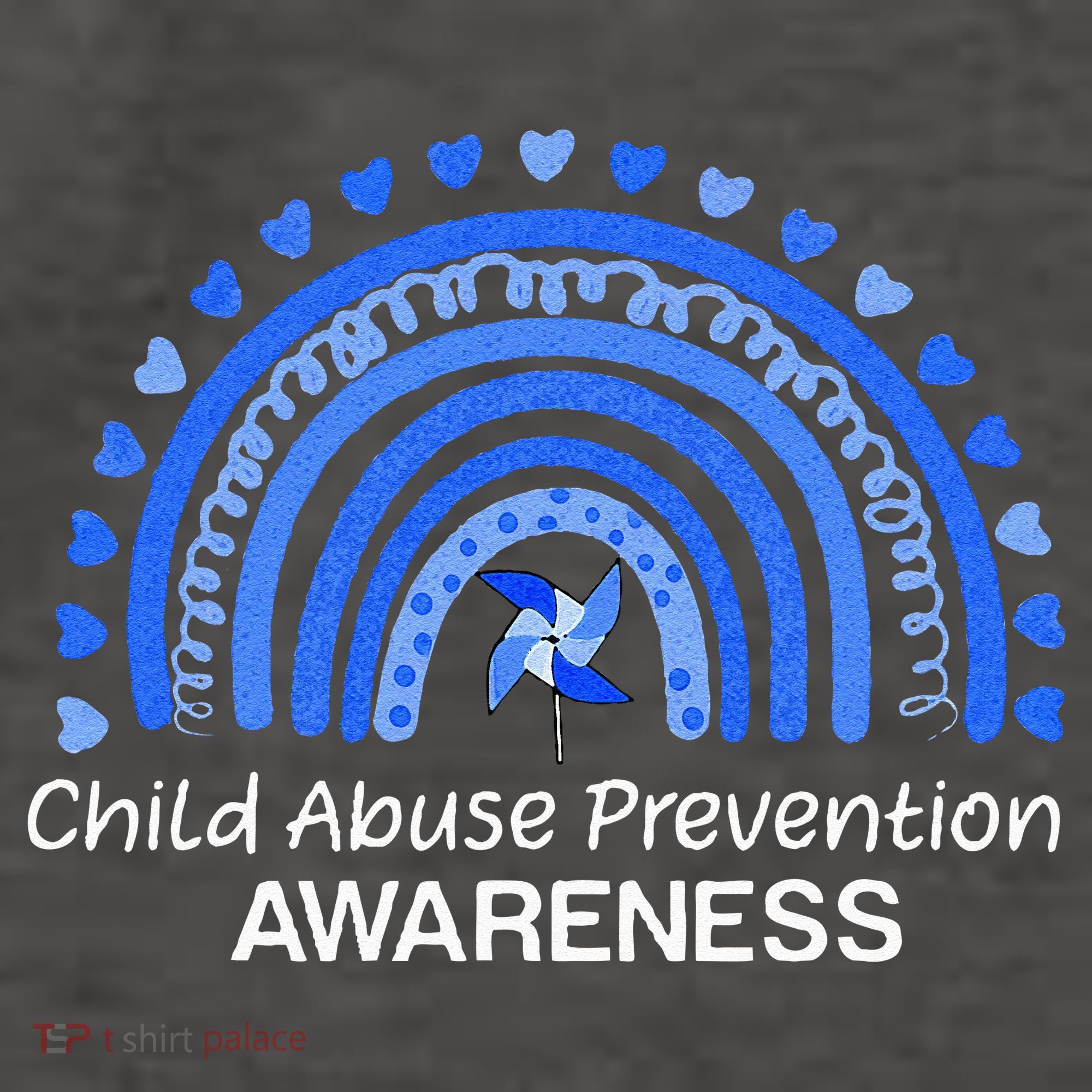 Child Abuse Prevention Awareness Blue Boho Rainbow Pinwheel Vector Backpack