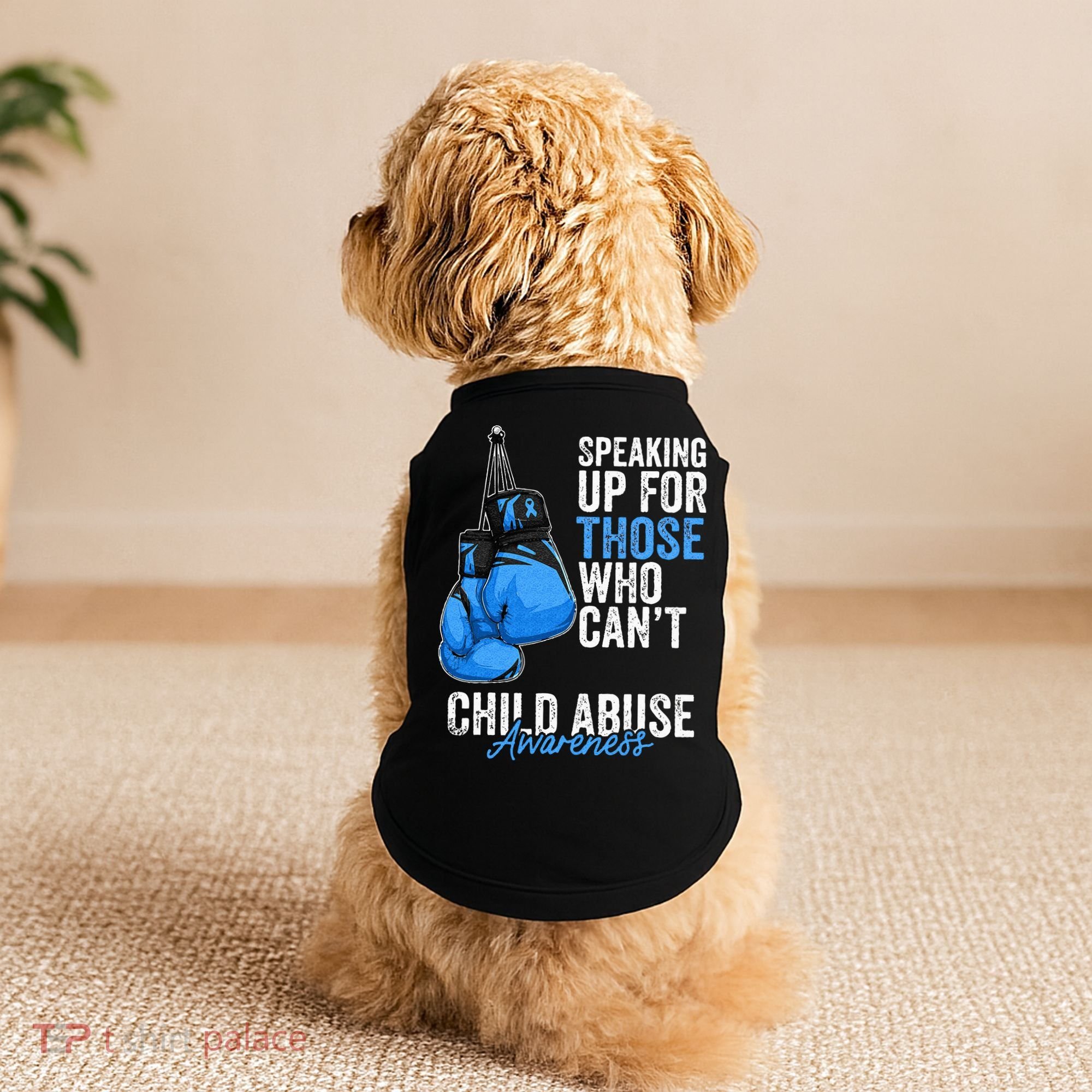 Child Abuse Prevention Awareness Boxing Gloves Blue Ribbon Doggie Tank