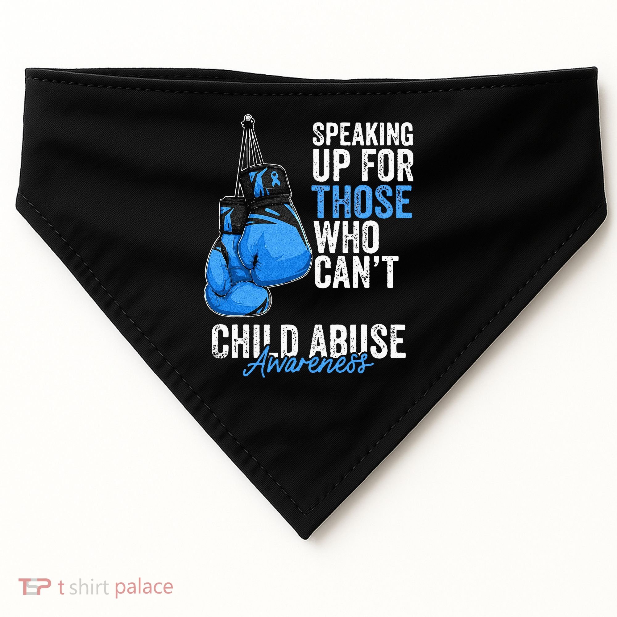 Child Abuse Prevention Awareness Boxing Gloves Blue Ribbon USA-Made Doggie Bandana