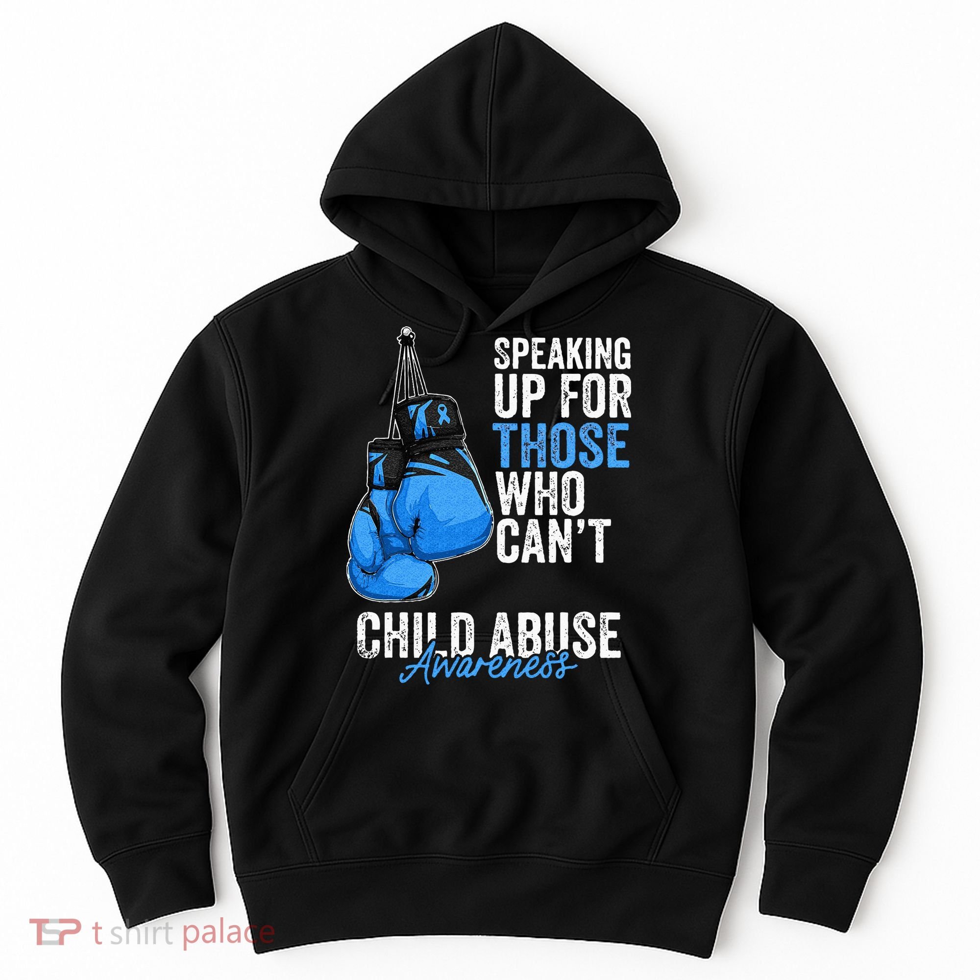 Child Abuse Prevention Awareness Boxing Gloves Blue Ribbon Hoodie