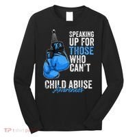Child Abuse Prevention Awareness Boxing Gloves Blue Ribbon Long Sleeve Shirt thumb 0