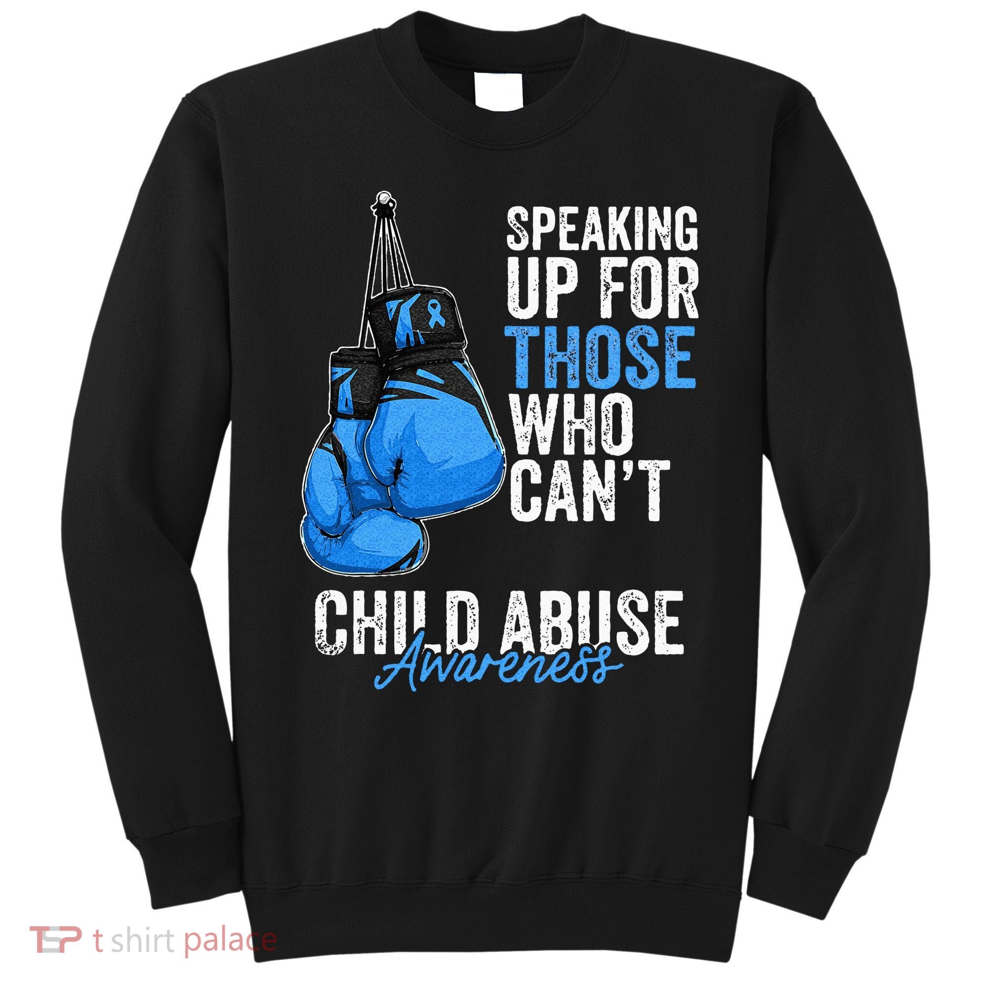 Child Abuse Prevention Awareness Boxing Gloves Blue Ribbon Sweatshirt