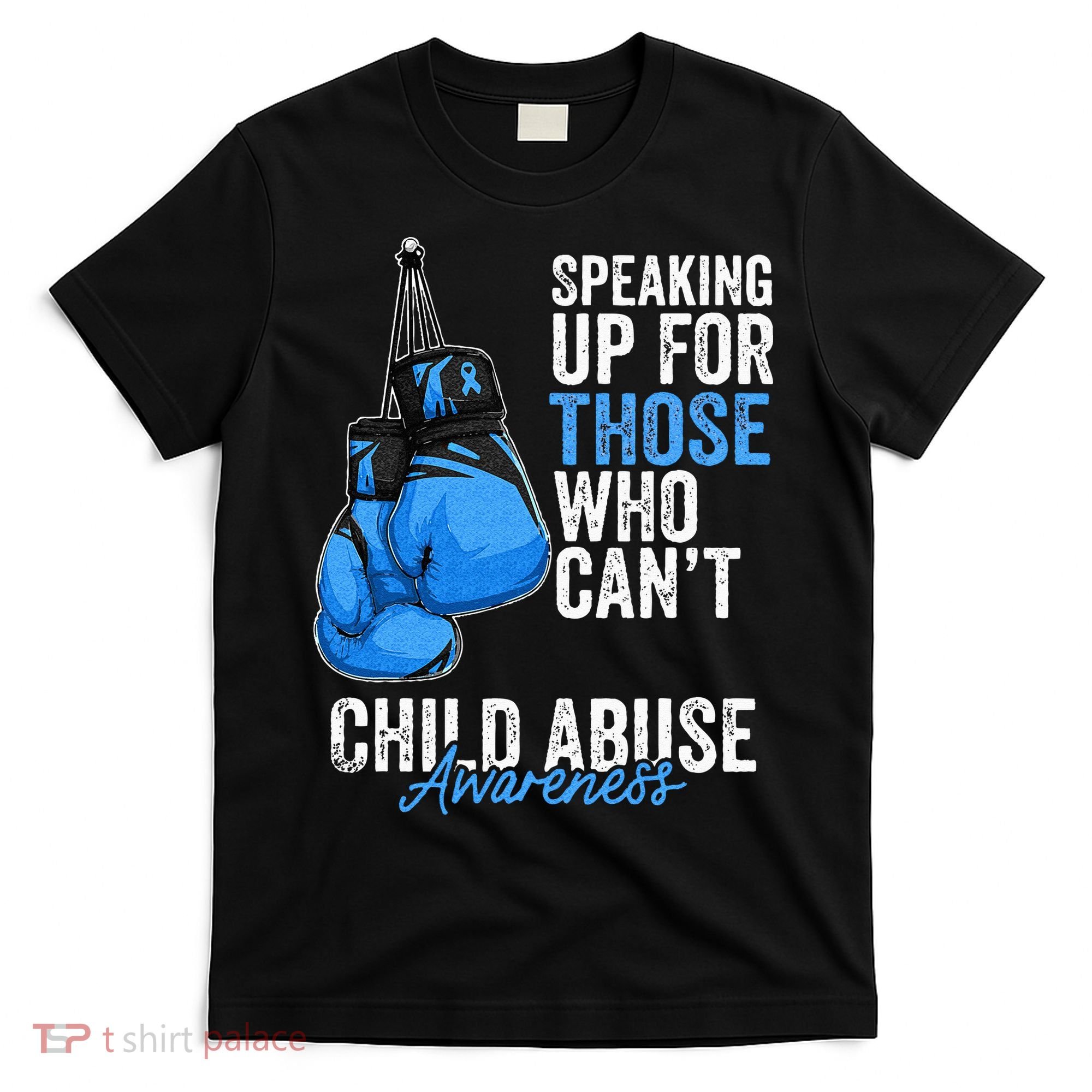 Child Abuse Prevention Awareness Boxing Gloves Blue Ribbon T-Shirt