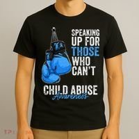 Child Abuse Prevention Awareness Boxing Gloves Blue Ribbon T-Shirt thumb 3