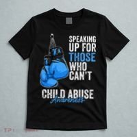 Child Abuse Prevention Awareness Boxing Gloves Blue Ribbon T-Shirt thumb 5