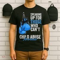 Child Abuse Prevention Awareness Boxing Gloves Blue Ribbon T-Shirt thumb 6