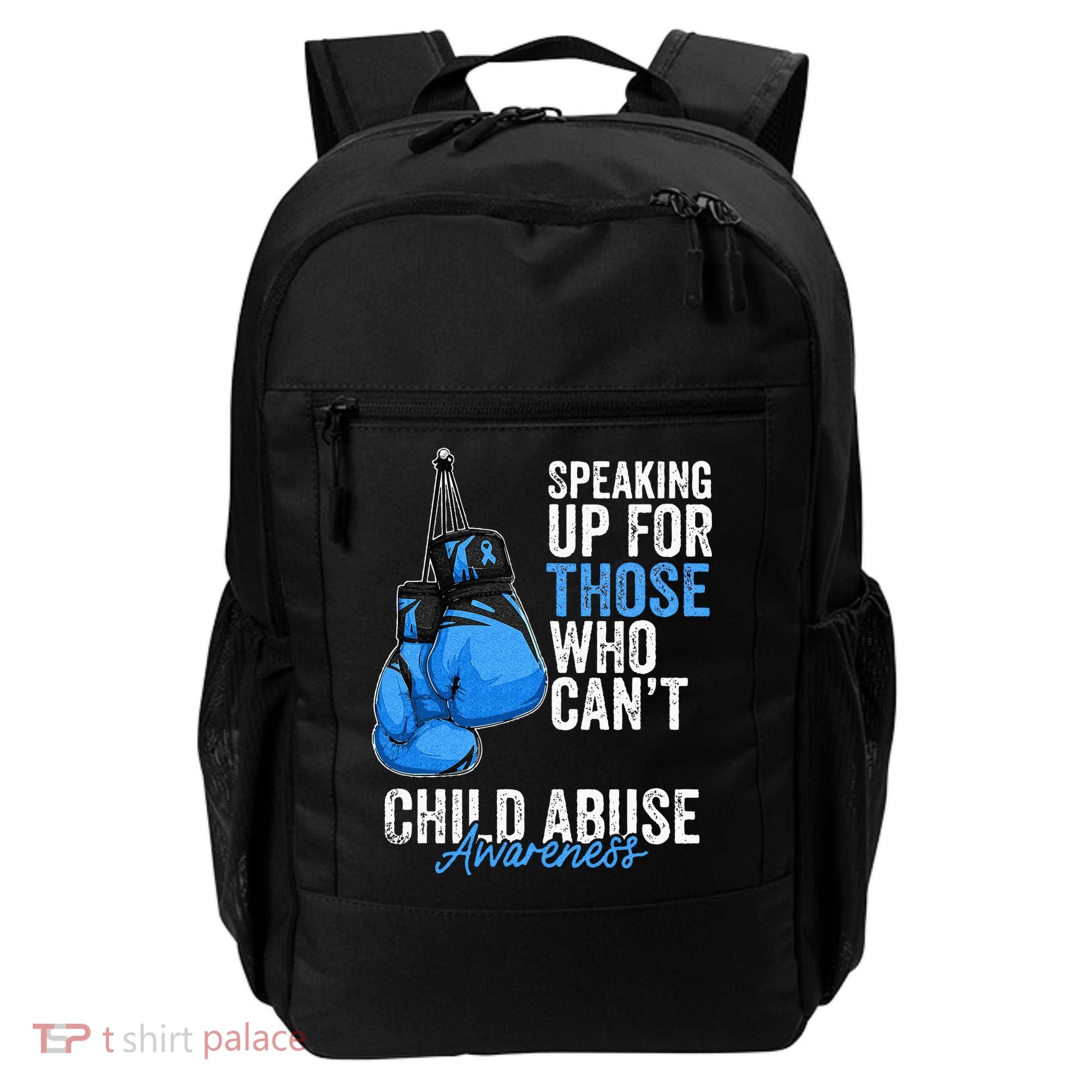 Child Abuse Prevention Awareness Boxing Gloves Blue Ribbon Backpack