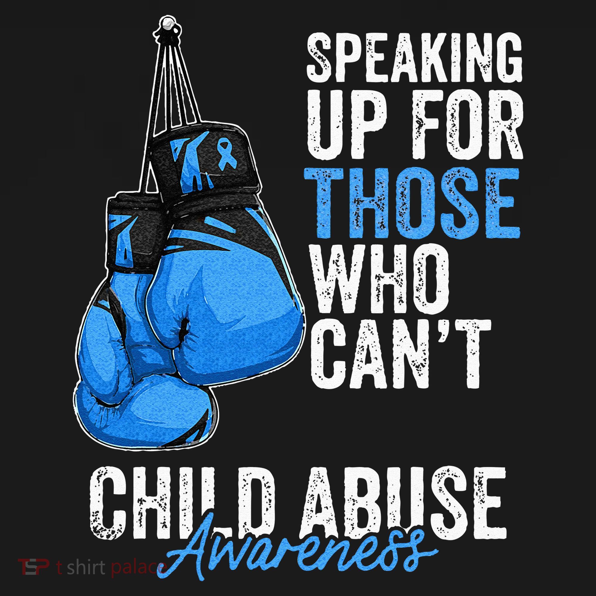 Child Abuse Prevention Awareness Boxing Gloves Blue Ribbon Women's Hoodie