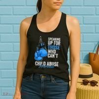 Child Abuse Prevention Awareness Boxing Gloves Blue Ribbon Women's Tank Top thumb 2