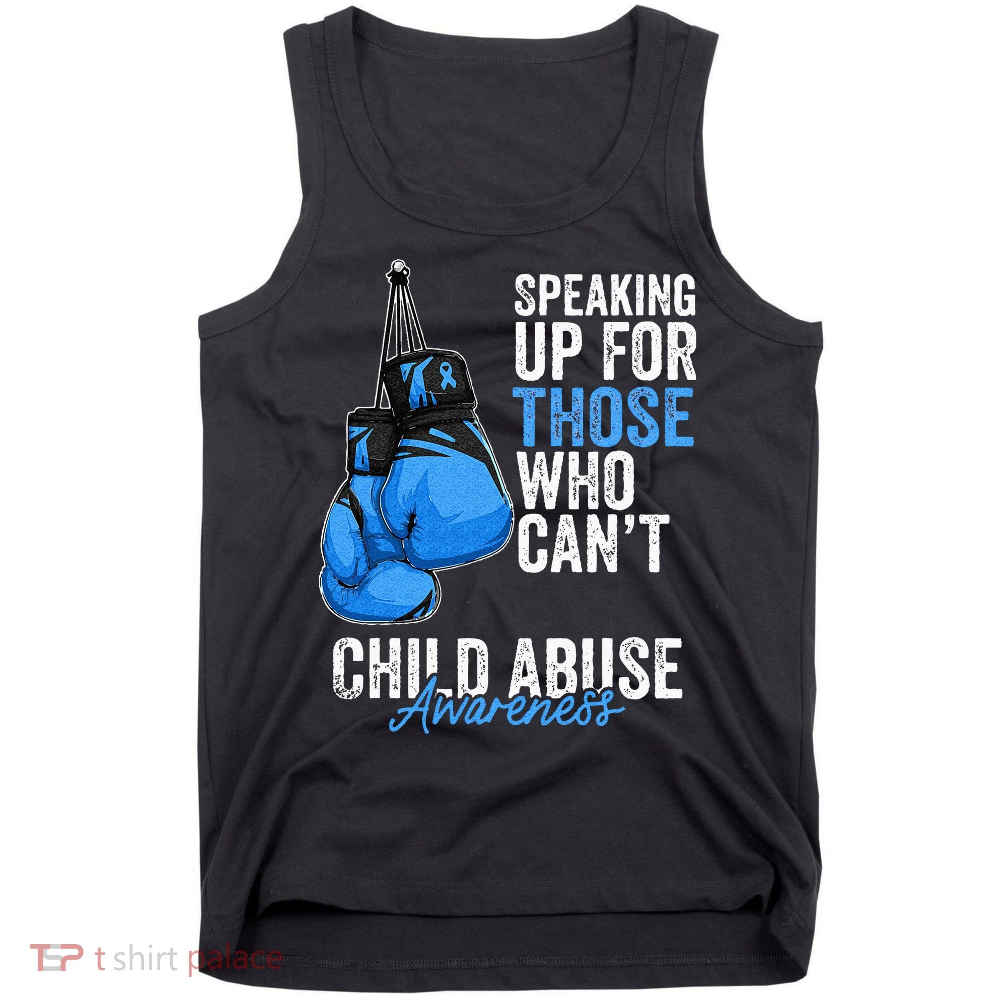 Child Abuse Prevention Awareness Boxing Gloves Blue Ribbon Tank Top